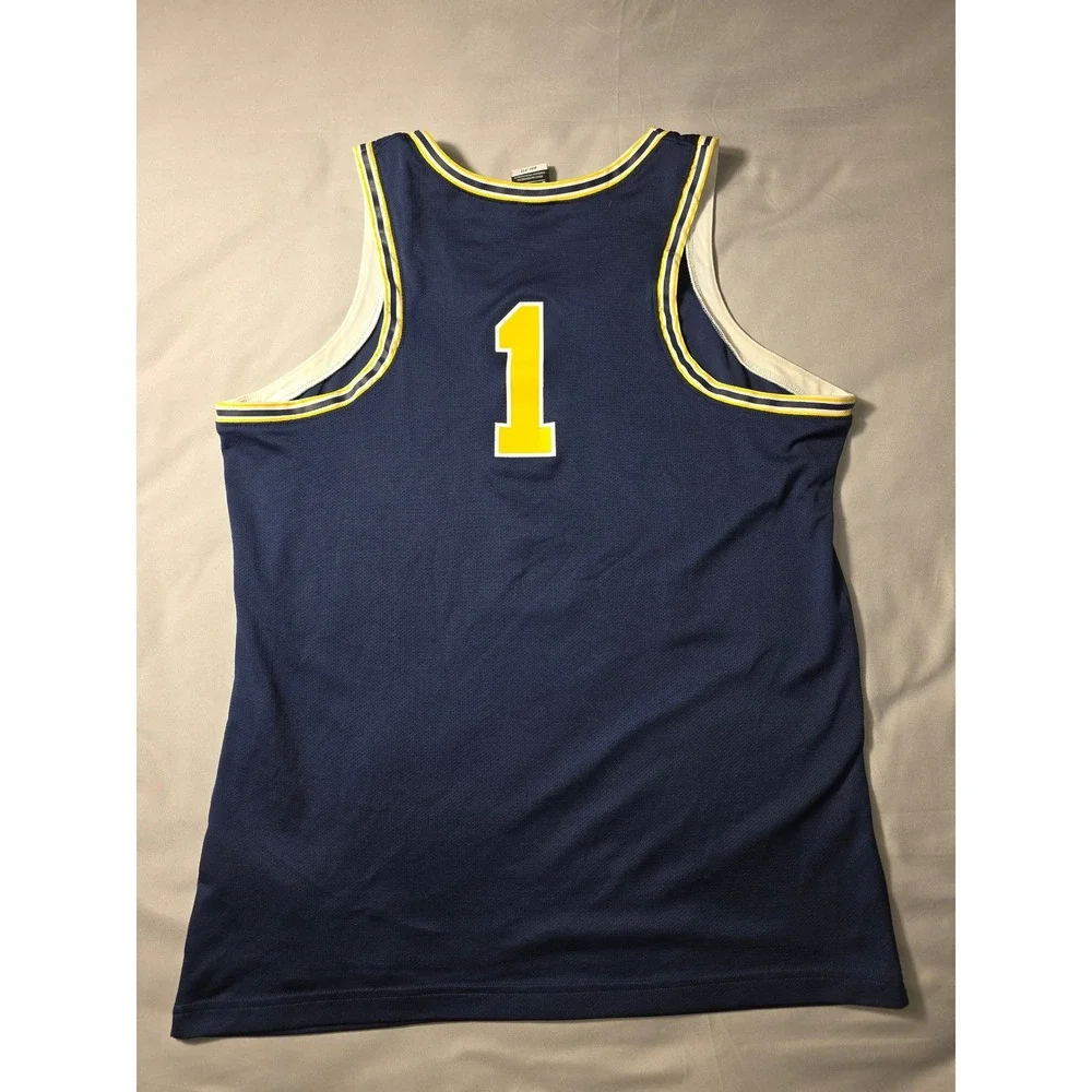 Jordan Michigan Wolverines Basketball Jersey Mens Medium Blue #1 Dri-FIT